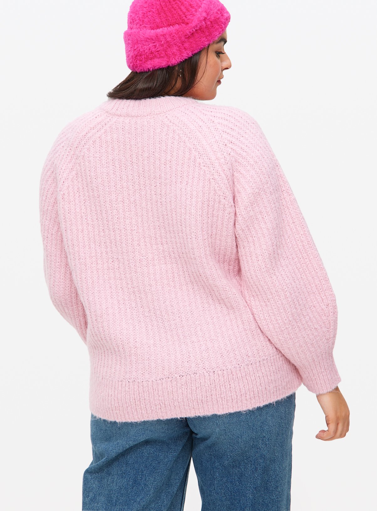Pink Knitted Raglan Crew Neck Jumper XXL - Image 4 thumbnail